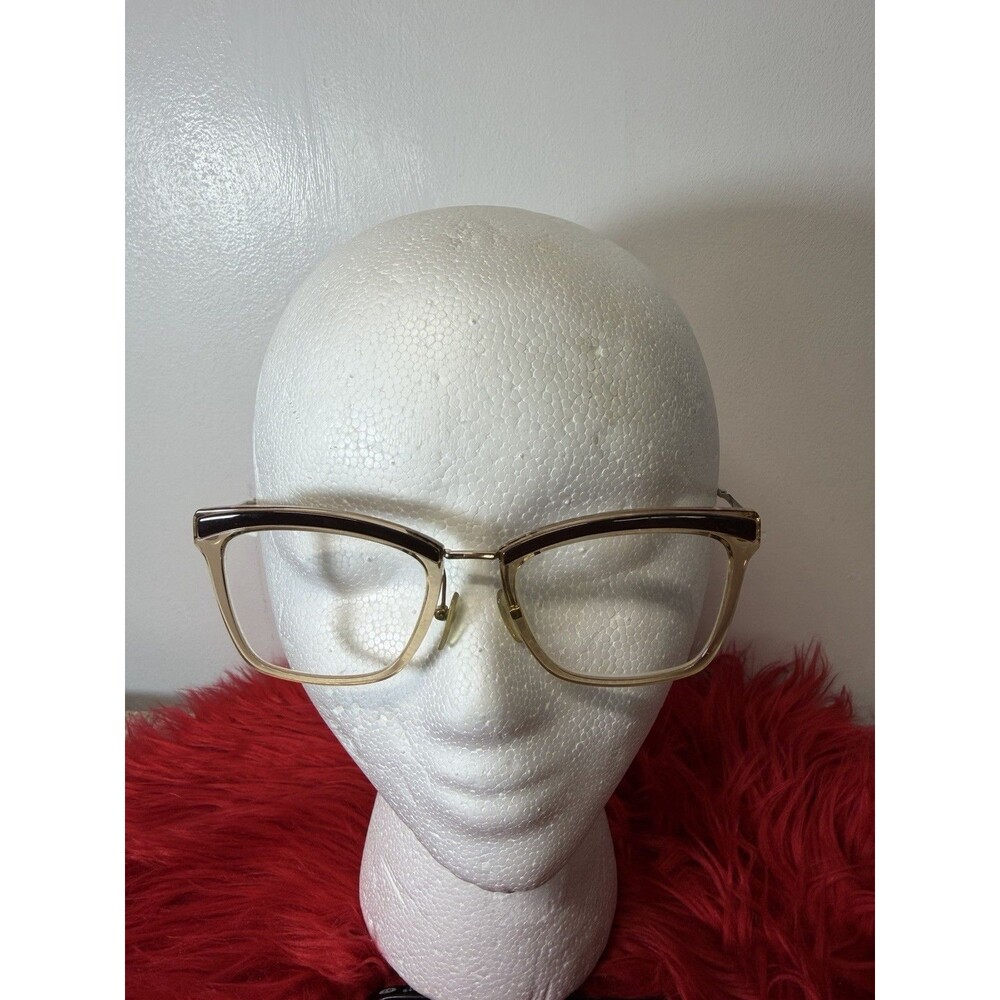 Prada Womens Eyeglasses Black Frames Gold Arms Made in Italy VPR 15U